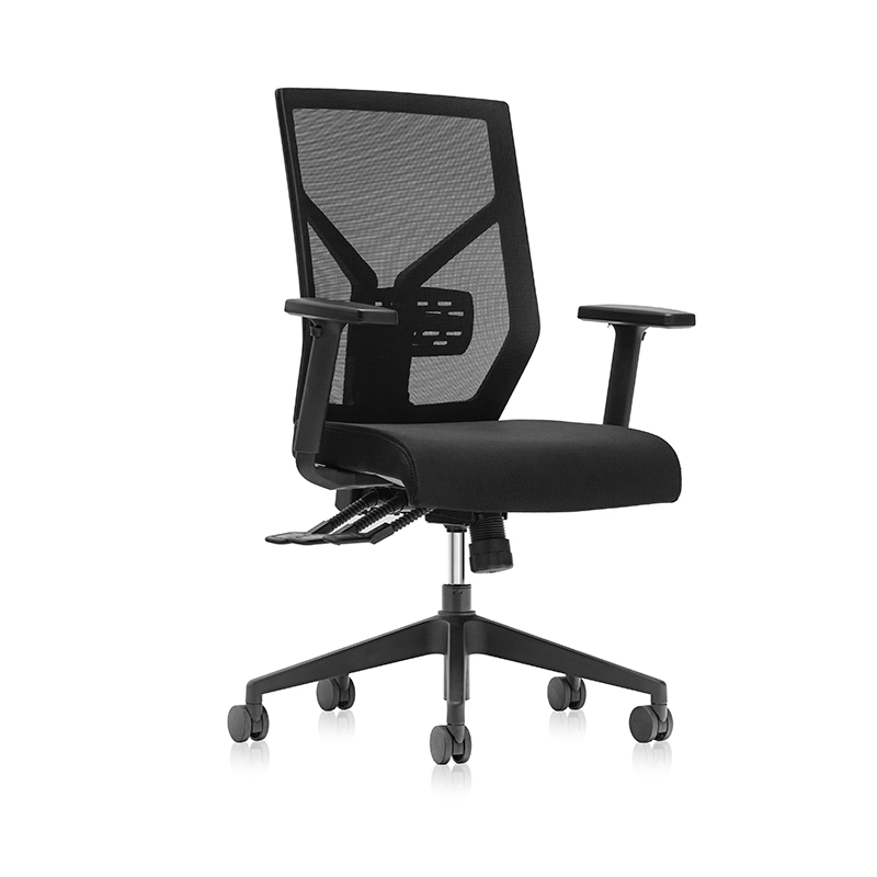 Sedia ergonomica da ufficio con braccioli-T1 Kick e schienale in rete nera 